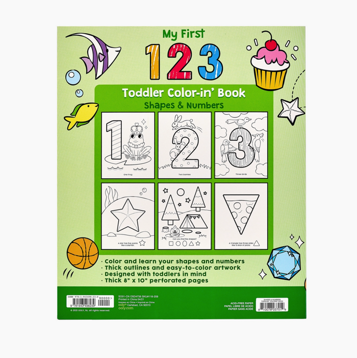 123: Shapes + Numbers Toddler Coloring Book