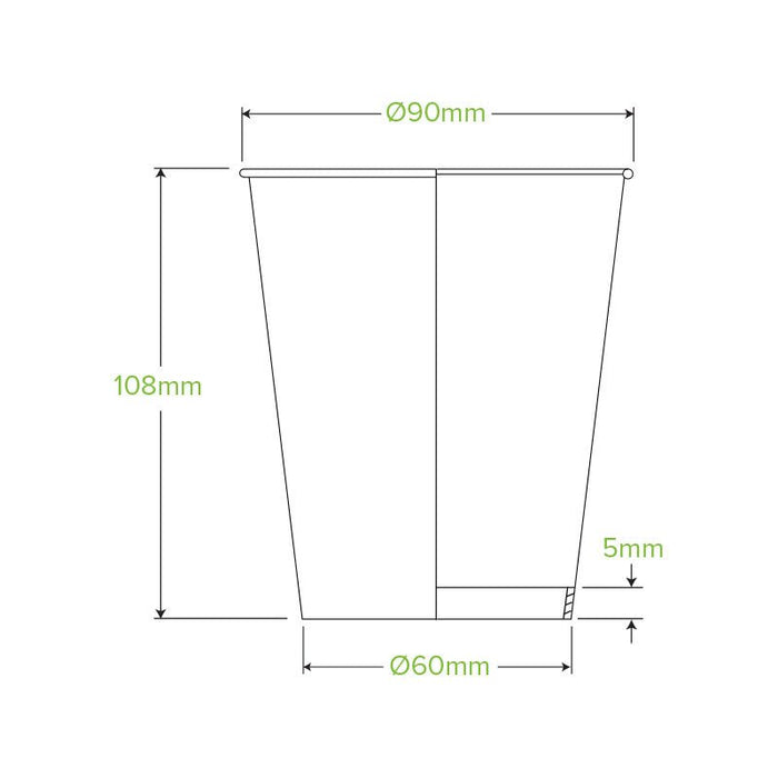 12oz/390mL (90mm) Black Single Wall BioCup - 1000pcs/ctn - TEM IMPORTS™