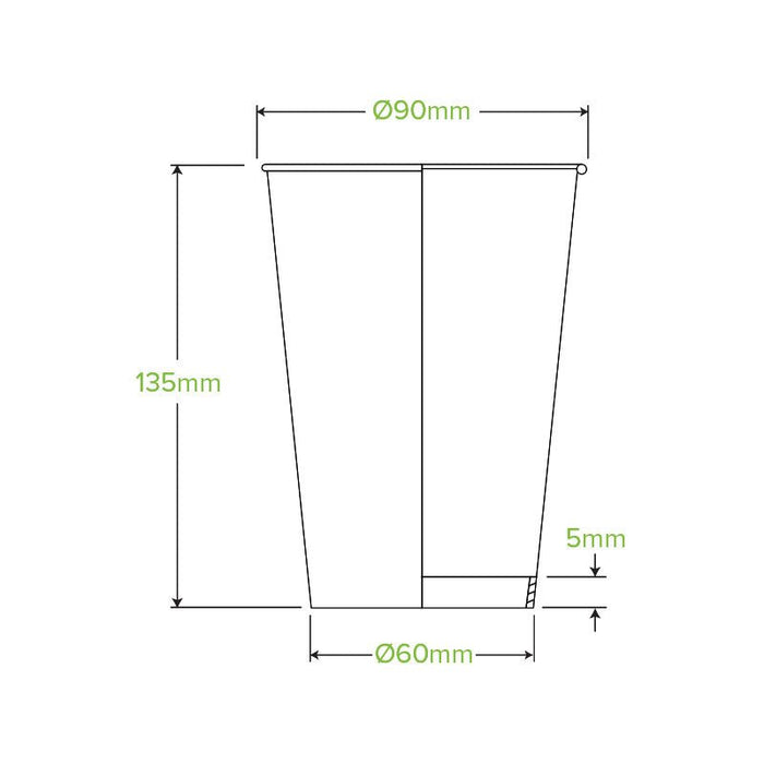 16oz/510mL (90mm) Black Single Wall BioCup - 1000pcs/ctn - TEM IMPORTS™