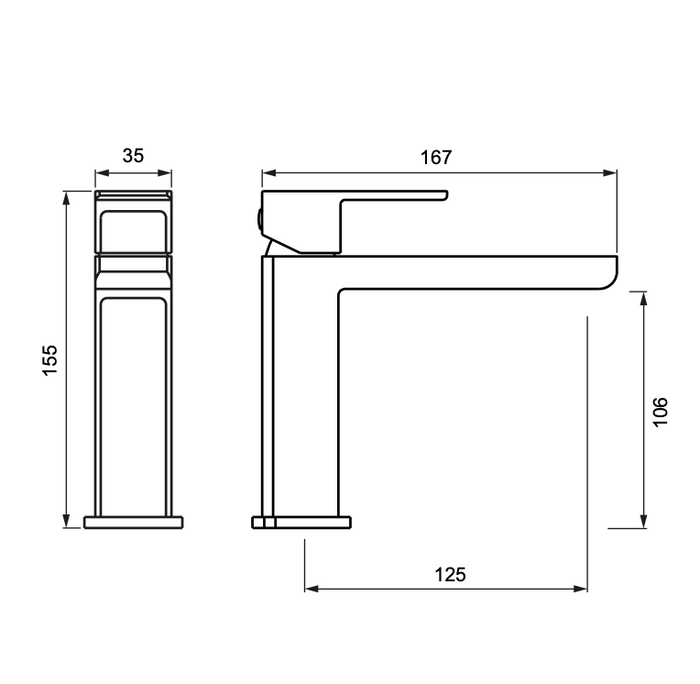 Aquatica Elements Basin Mixer Black/White Marble Detail