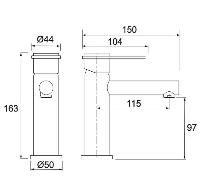 Aquatica Link Basin Mixer Brushed Nickel with Black Trim