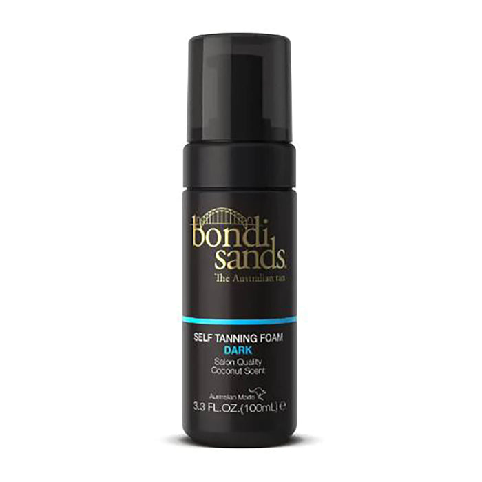 Bondi Sands Self Tanning Foam Dark 100ml, a tanning lotion in a pump bottle with dark bronzing formula.