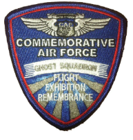 Commemorative Air Force patch with text and emblem on a blue background