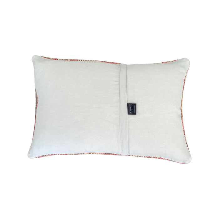 Handmade Turkish oushak pillow cover made with vintage rugs 16x24 beige and pink