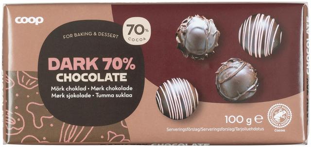 Coop Baking Chocolate 70% Dark 100g - Soposopo