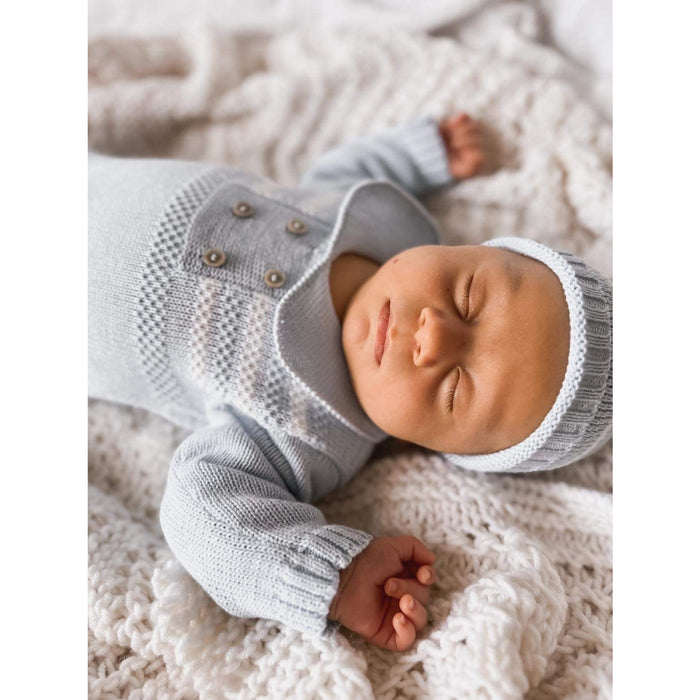 Erico Knitted Romper & Hat Set - Blue