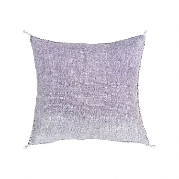 Artisanal Handmade Moroccan embroidered cactus silk sabra pillow handwoven purple