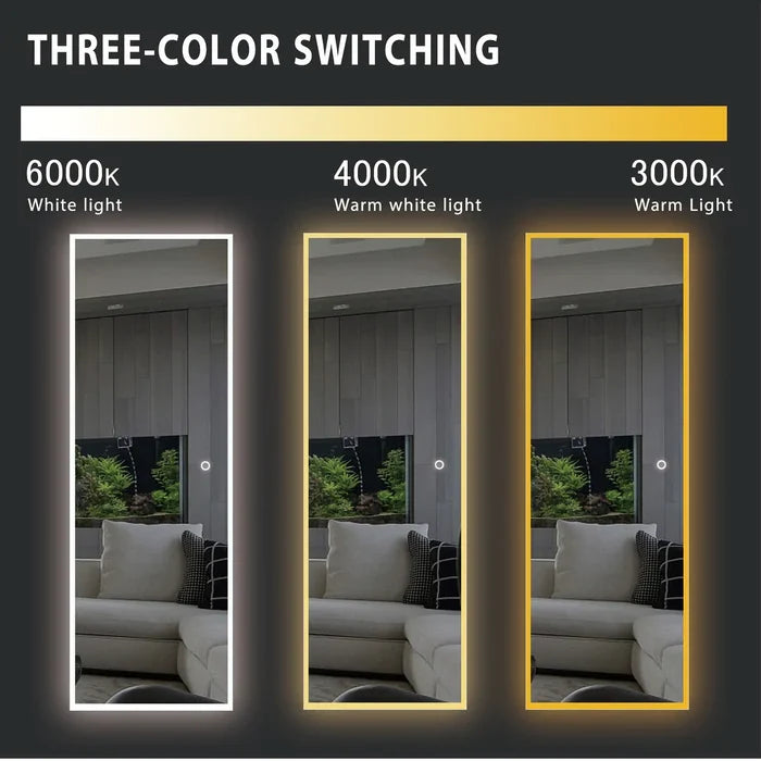 Lighted Dressing Mirror Large Rectangle Bathroom Mirrors Dimmable LED Vanity Mirror with Touch Button