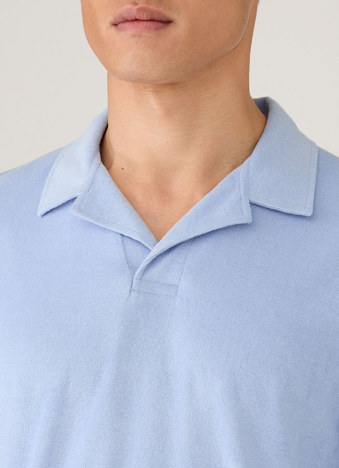 Men's Towelling Polo Shirt in Sky