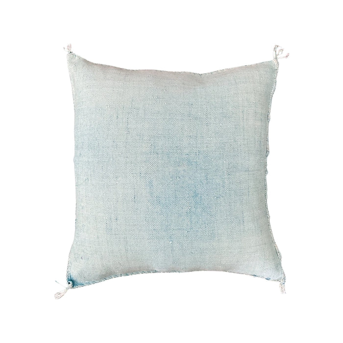 Artisanal Handmade Moroccan embroidered cactus silk sabra pillow handwoven blue turquoise aqua