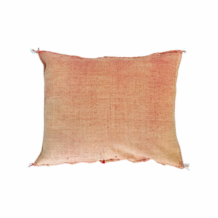Artisan Handmade Moroccan embroidered cactus silk sabra lumbar pillow rust orange handwoven