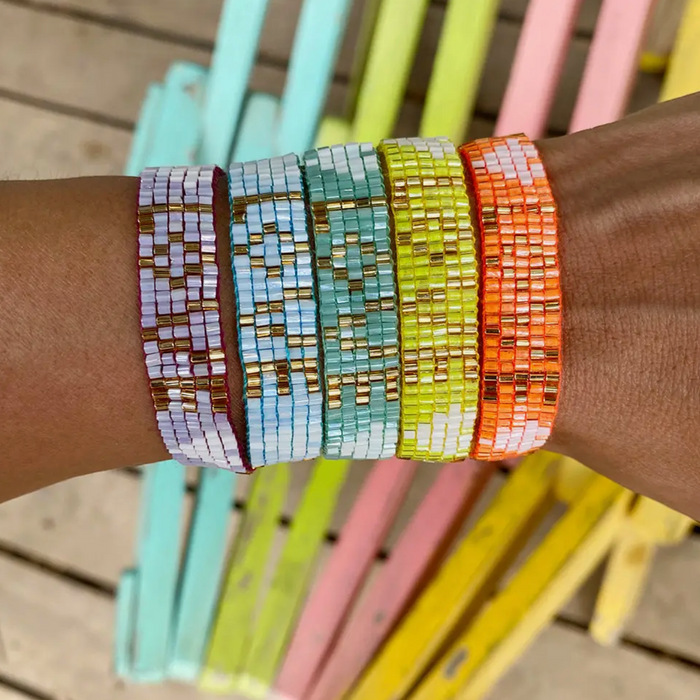 Seed Bead Love with Hearts Bracelet - Sunshine