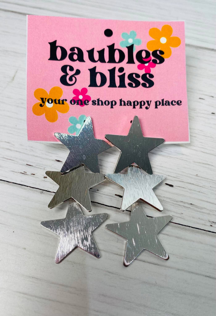 Silver Stars Dangle Earrings