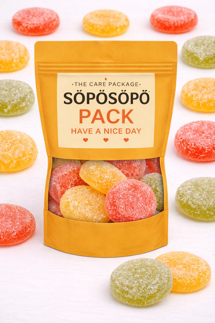 SÖPÖSÖPÖ Scandinavian Treat Pack – Fruit Discs Gummies – 150g Nordic Candy Bag – Soft Fruity Jelly Candy – soposopo pack