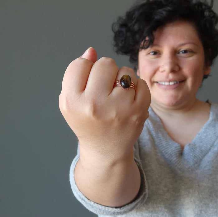tigers eye copper ring