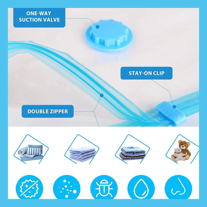 6-Piece Vacuum Storage Bags with Hand Pump – Compression Storage Set – Home Hatch Pakistan”