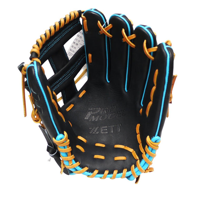 ZETT Pro Model Elite 12 inch Infielder Glove - Black/Skyblue