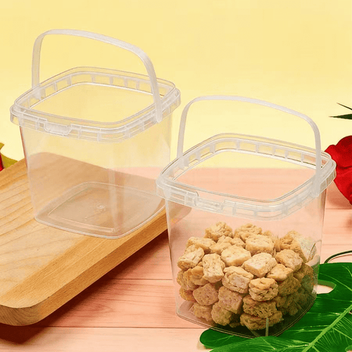 1000mL Square Clear Fruit Tamper Proof Bucket Cups With Lid - 130/CTN - TEM IMPORTS™