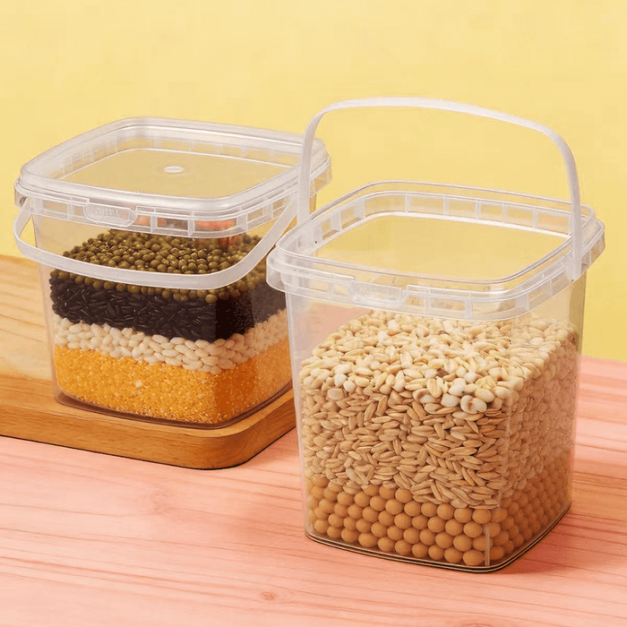 1000mL Square Clear Fruit Tamper Proof Bucket Cups With Lid - 130/CTN - TEM IMPORTS™