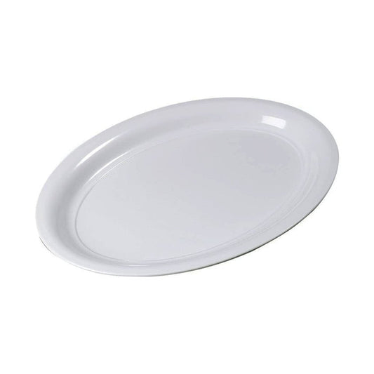 16 Inch White Plastic Oval Food Platter - 8 Pack