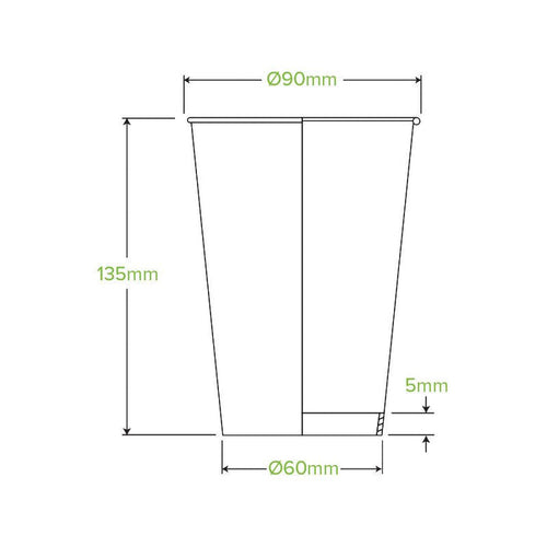 16oz/510mL (90mm) Black Single Wall BioCup - 1000pcs/ctn - TEM IMPORTS™