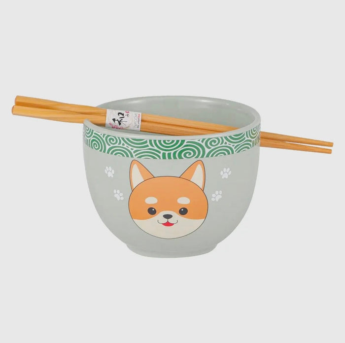 18oz 5"D Donburi Bowl with Chopsticks Set Shiba Inu Design