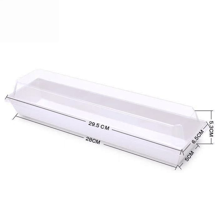29x6.5cm Long Rectangular White Paper Tray With Clear Lid - TEM IMPORTS™