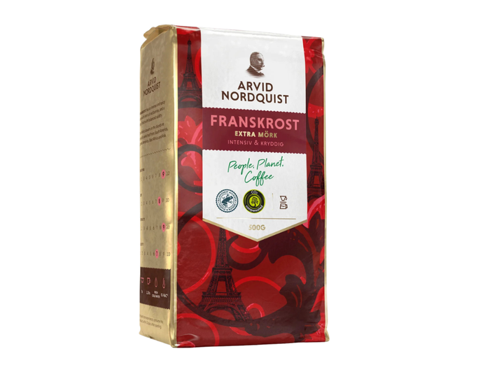 4 Packs of Arvid Nordquist Franskrost Ground Coffee 500g (17.64 oz) – Authentic Swedish Extra Dark Roast Coffee