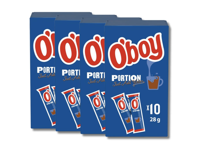 4 x O'boy Portion Vattenlöslig boxes – Swedish instant chocolate drink mix, 10 x 28g sachets per box, just add water