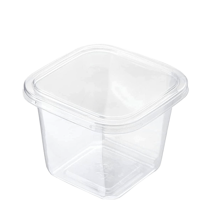 400mL Clear Tall Square Dessert Container With Lid