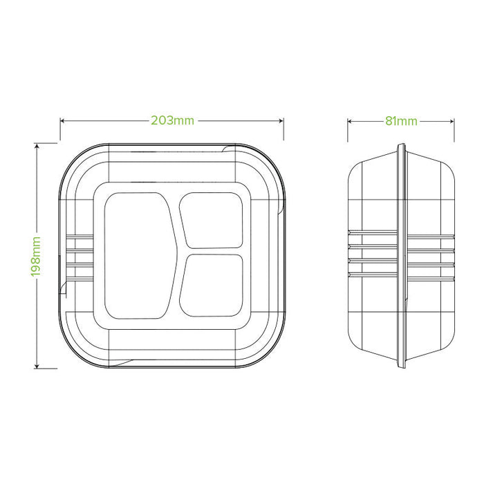 7.8x8x3" 3 Compartment White Plant Fibre Clamshell - 200pcs/Ctn - TEM IMPORTS™