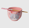 8oz 5"D Donburi Bowl with Chopsticks Set Neko Friends Pink