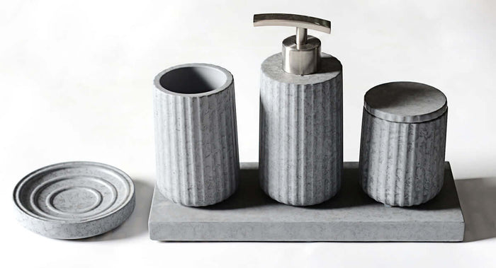 ABCO1001 5-Piece Solid Concrete Gray Matte Bathroom Accessory Set - Alfi brand