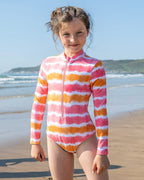 Accoya Kids Tie Dye Swimsuit in Pink/Orange