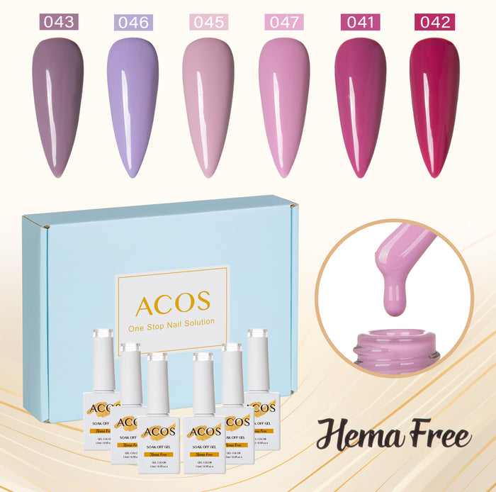 ACOS Hema Free Gel Polish 6pcs Set (Purple Colour ) - Lashmer
