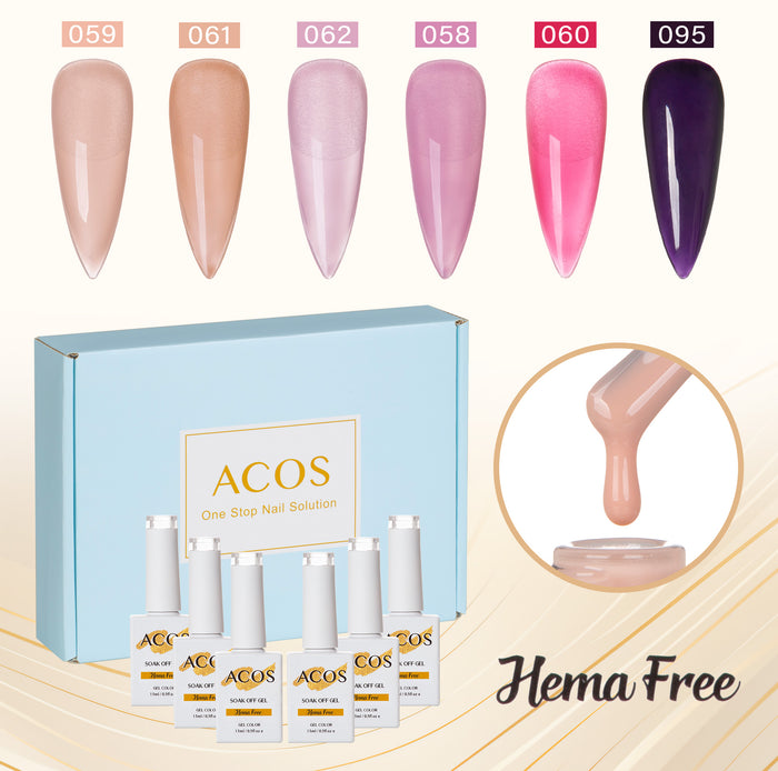 ACOS Hema Free Gel Polish 6pcs Set (Transparent Colour ) - Lashmer