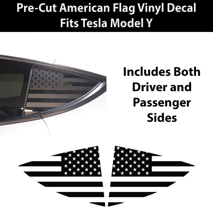 Quarter Window American Flag Vinyl Decal Stickers Fits Tesla Model Y - Bogar Tech Designs
