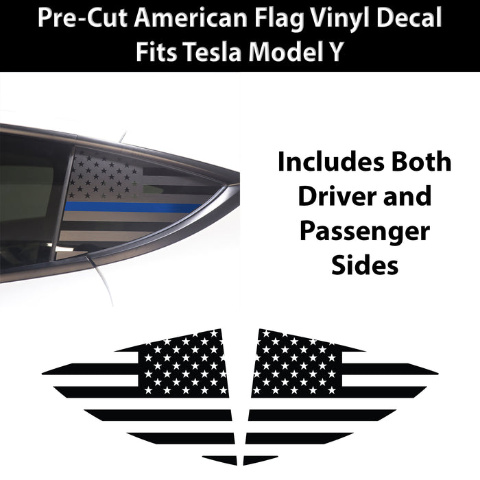 Quarter Window American Flag Vinyl Decal Stickers Fits Tesla Model Y - Bogar Tech Designs