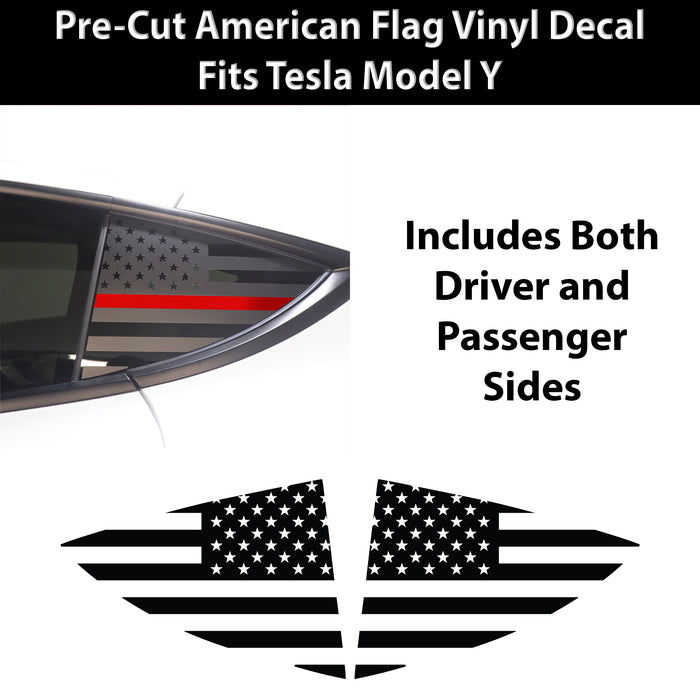 Quarter Window American Flag Vinyl Decal Stickers Fits Tesla Model Y - Bogar Tech Designs
