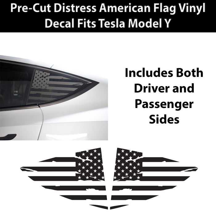 Quarter Window American Flag Vinyl Decal Stickers Fits Tesla Model Y - Bogar Tech Designs