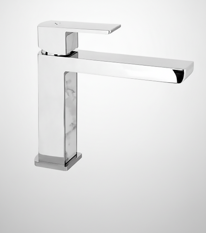 Aquatica Elements Basin Mixer Black/White Marble Detail