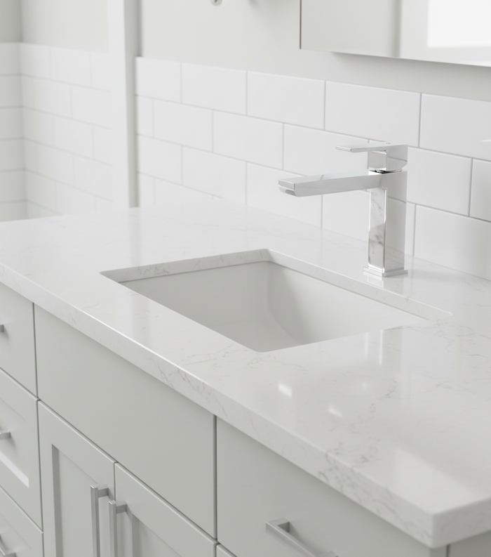 Aquatica Elements Basin Mixer Black/White Marble Detail