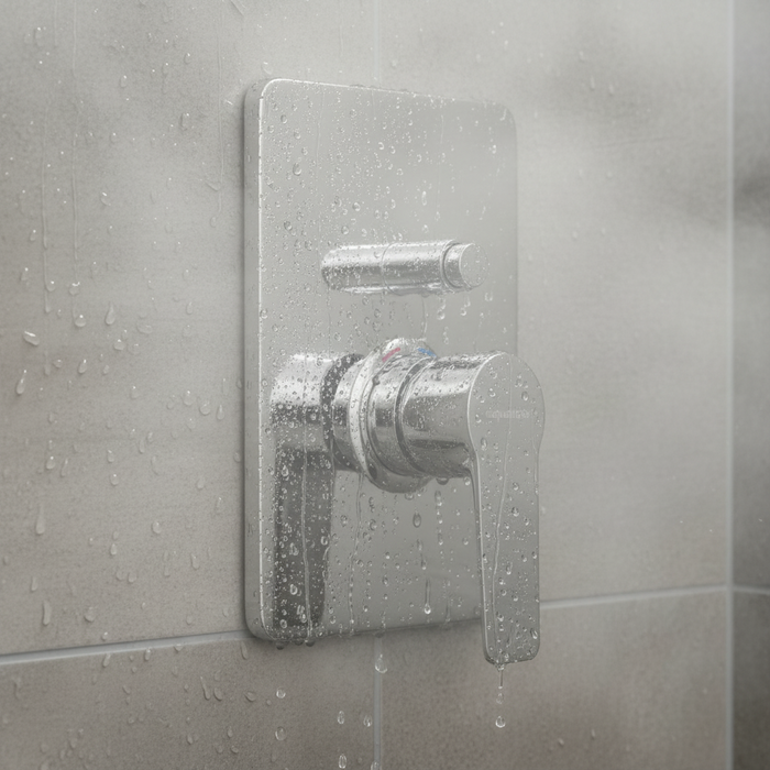 Aquatica Goccia Shower Mixer Bath Diverter Mains Pressure Chrome