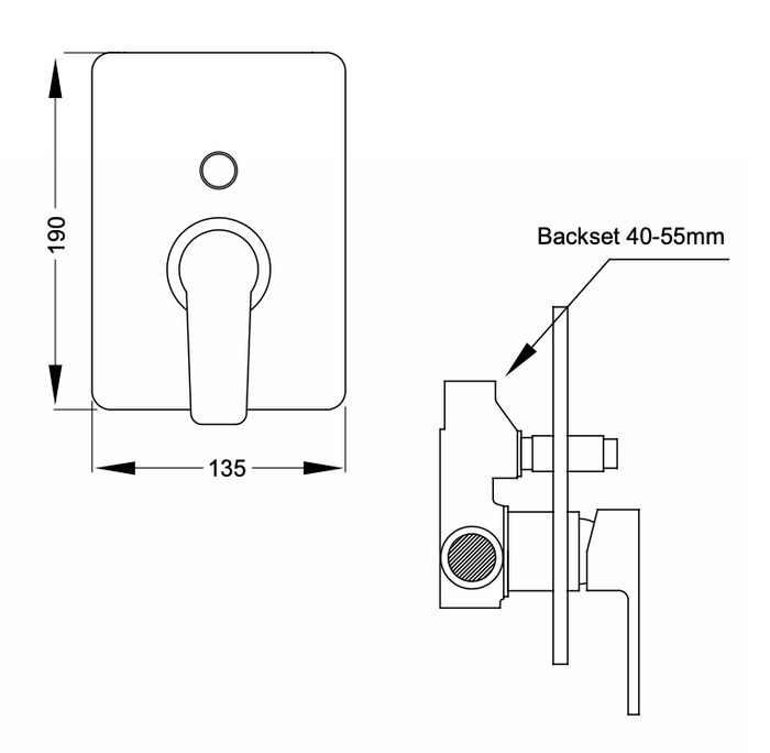 Aquatica Goccia Shower Mixer Bath Diverter Mains Pressure Chrome