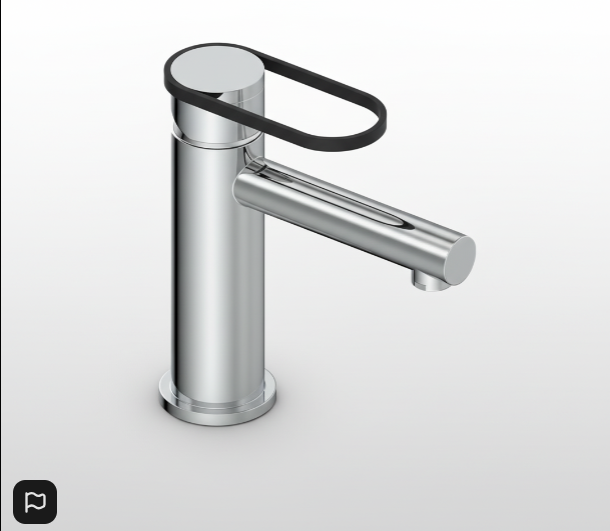 Aquatica Link Basin Mixer Brushed Nickel with Black Trim