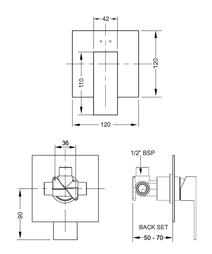 Aquatica Oblio Shower Mixer Chrome - Mains Pressure