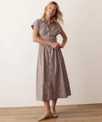 Arden Midi Shirt Dress - Chocolate & Cream Stripe