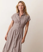 Arden Midi Shirt Dress - Chocolate & Cream Stripe