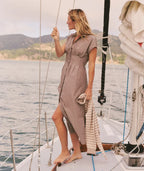 Arden Midi Shirt Dress - Chocolate & Cream Stripe