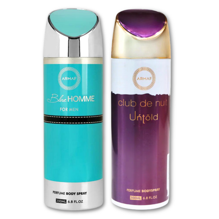 Armaf Blue Homme & Club De Nuit Untold Deodorants for Men & Unisex - 200ML Each (Pack of 2)
